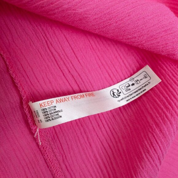 ✨ Anthropologie Strapless Smocked Cover Up Gauze Dress Hot Pink XS/ S - Picture 14 of 14